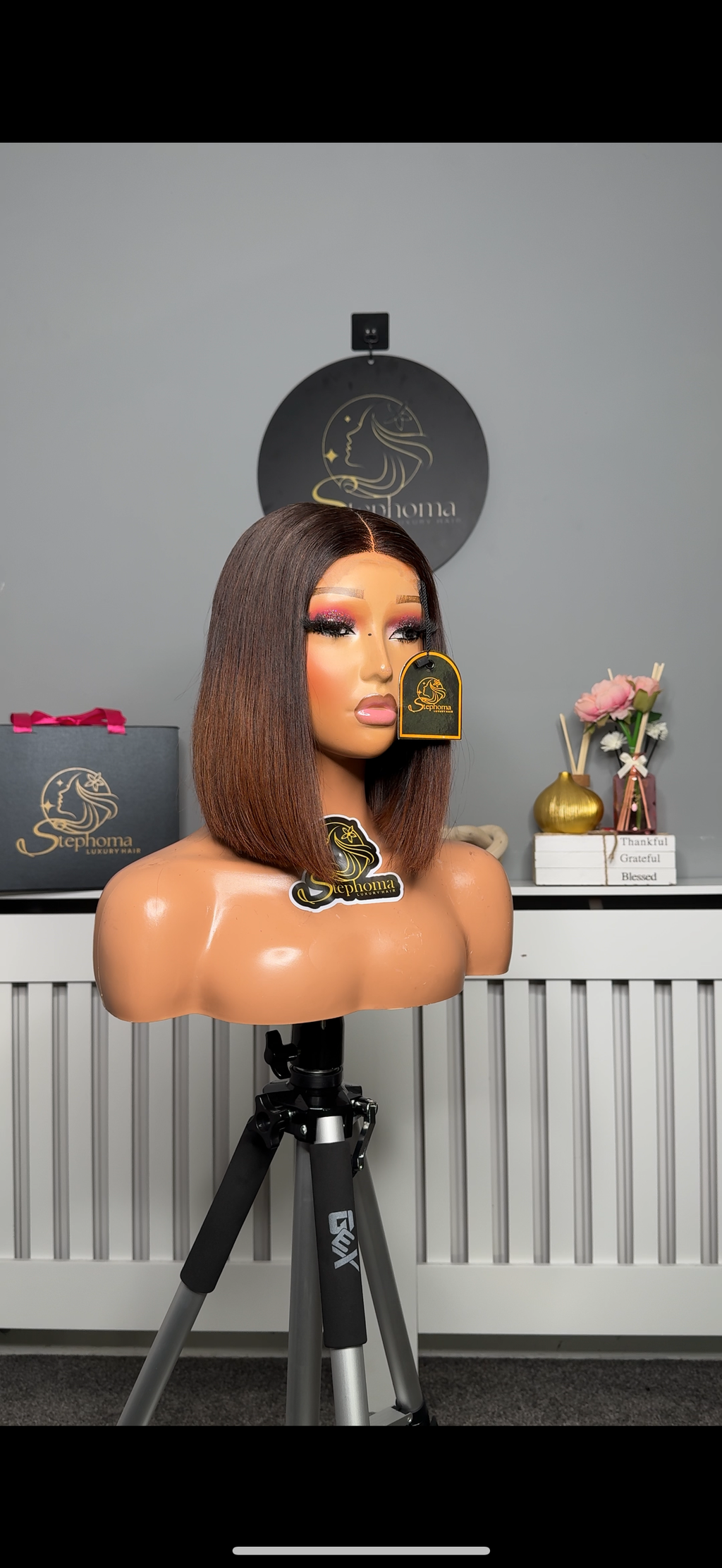 10” Luxe Donor Bone Straight with 2by6 Kim K closure in Brown Ombré/Tip