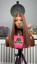 14”  Mocha Brown Luxe Donor Bone Straight with 2by6 Closure