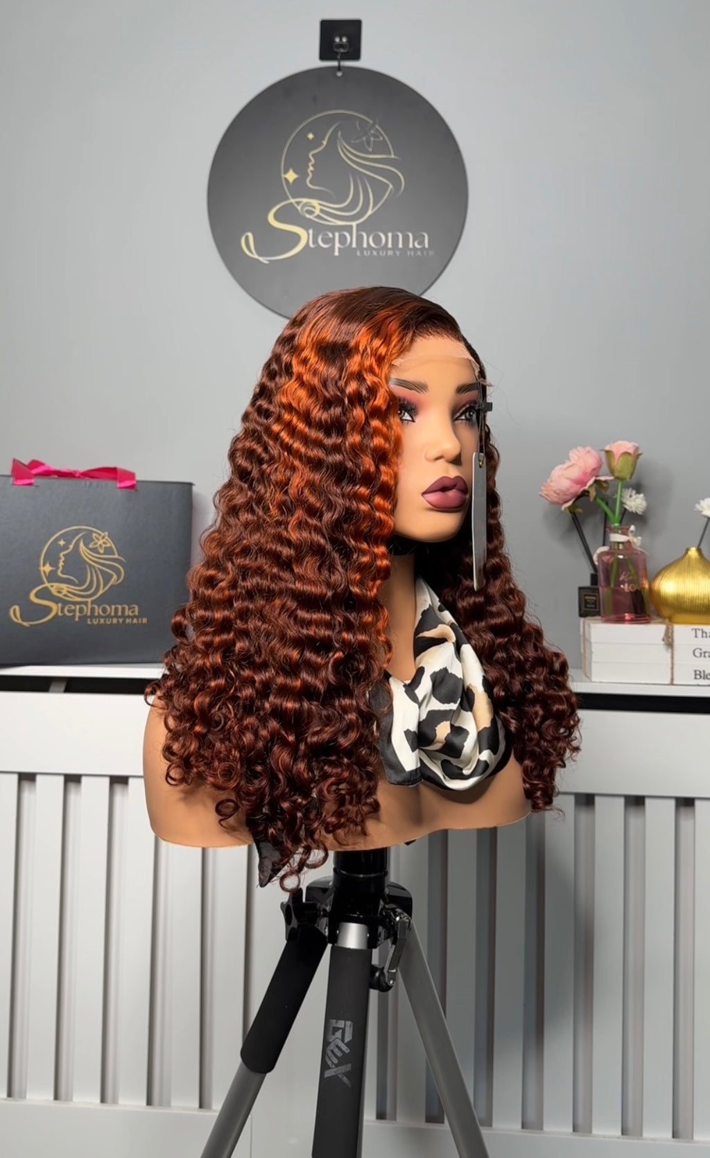 20” Iris Curly In Orange Piano with 5by5 Closure