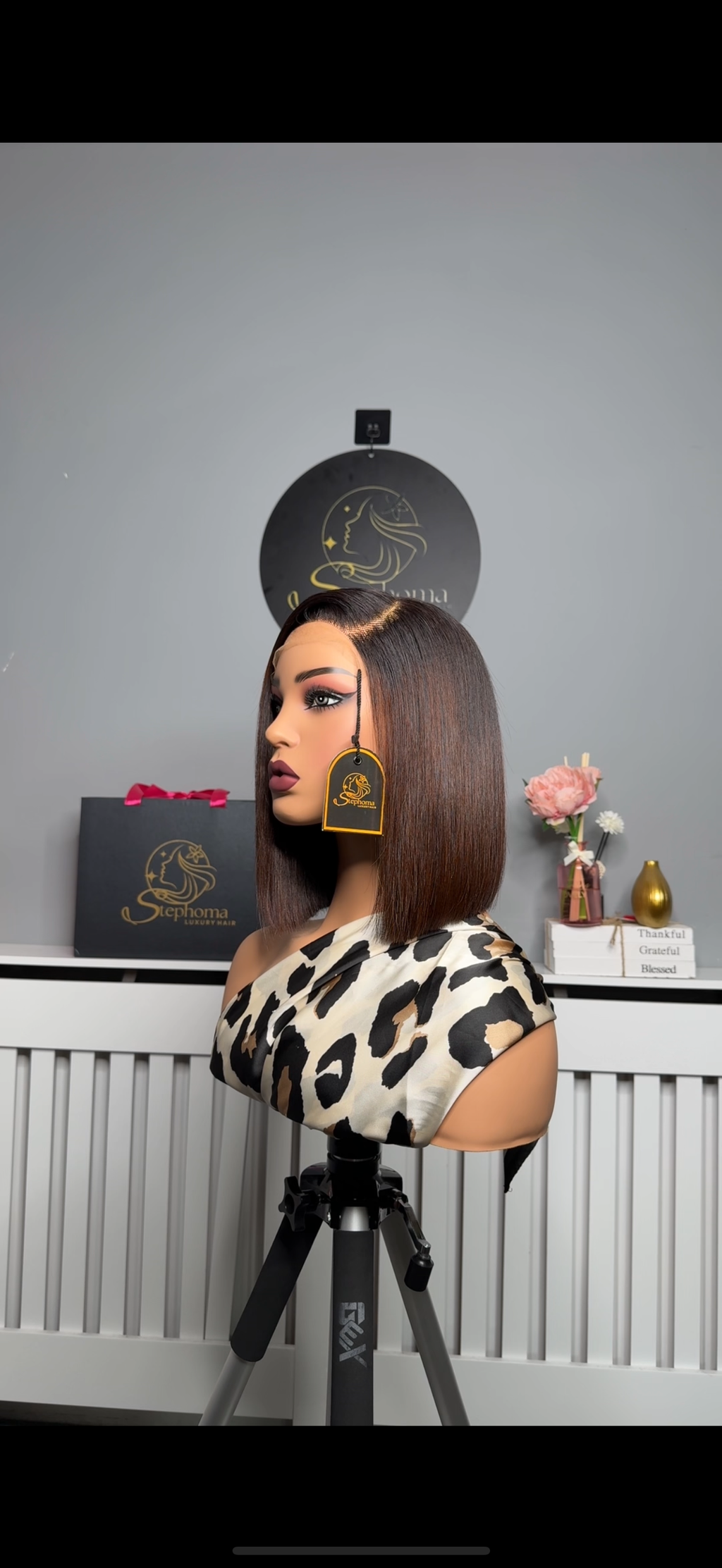 10” Luxe Donor Bone Straight with 5by5 Closure in Coffee Brown ombré