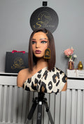 10” Luxe Donor Bone Straight with 5by5 Closure in Coffee Brown ombré
