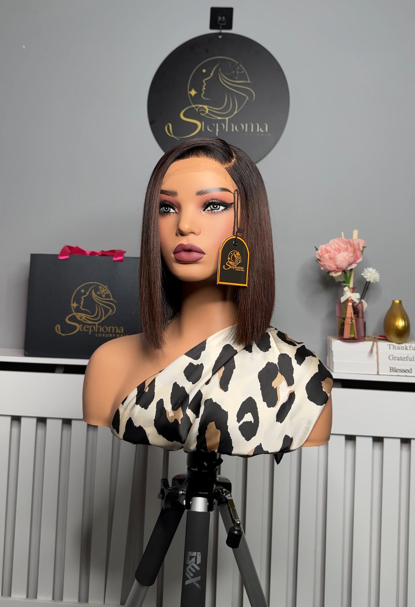 10” Luxe Donor Bone Straight with 5by5 Closure in Coffee Brown ombré