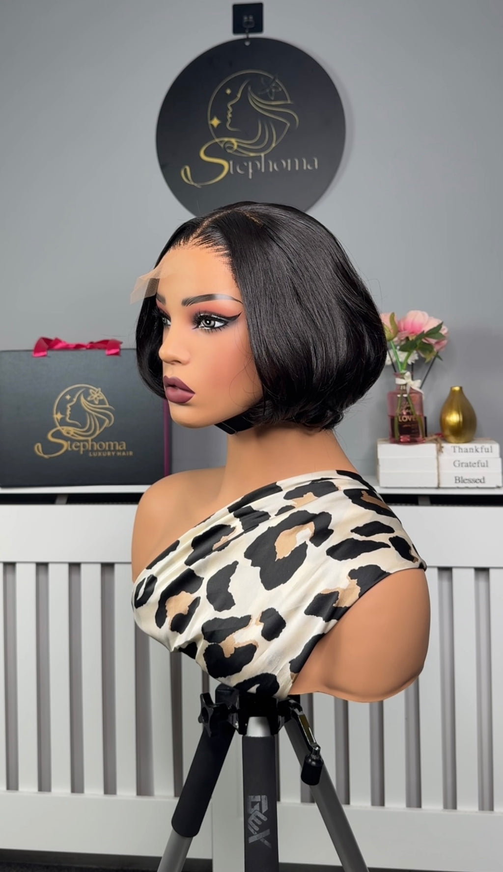 8” Bossy Bob wig with 6by4 Closure