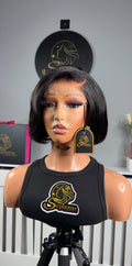 8” Sia layered Bob with 5by5 Swiss lace closure. 250grams