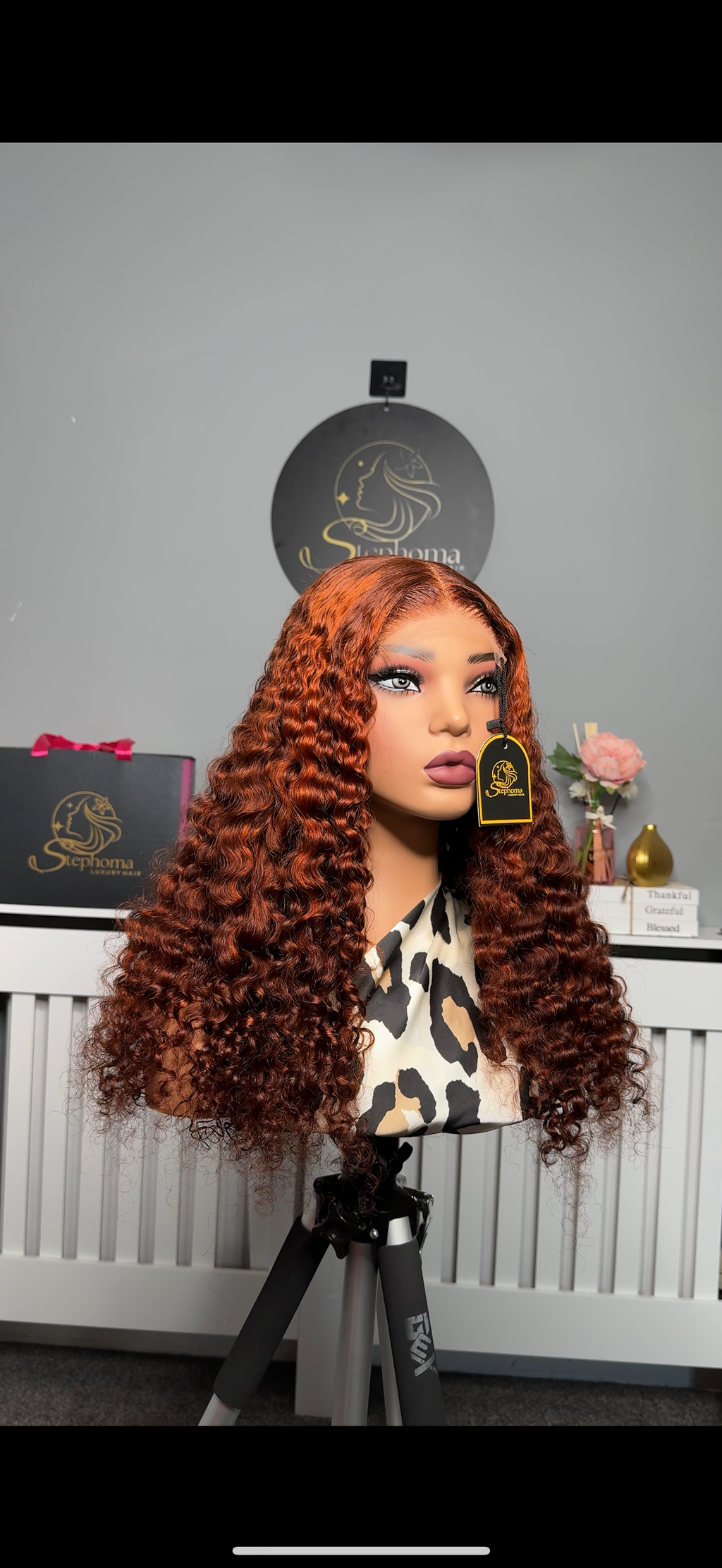22” Iris Curly in Orange Piano with 5by5 Closure