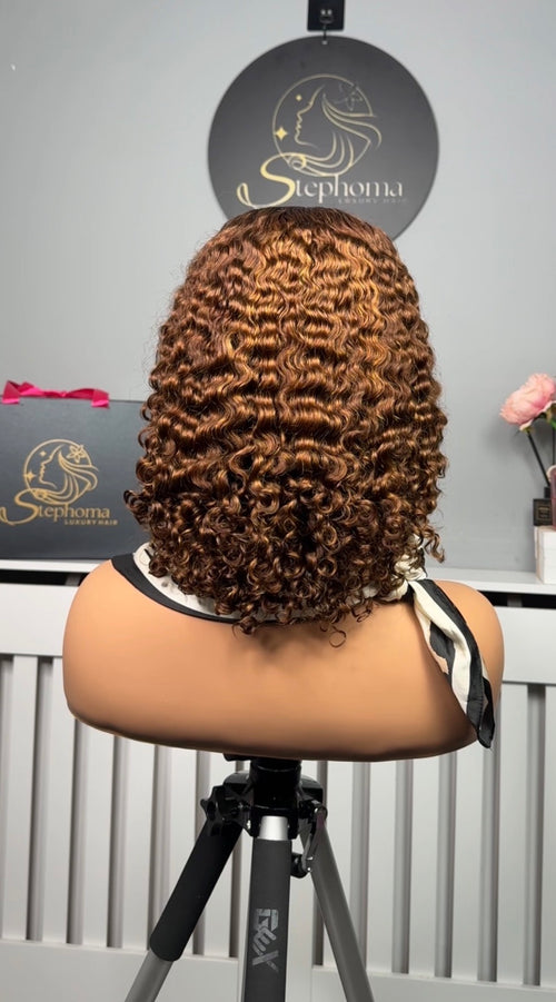 10” Iris Curly in Brown Highlights