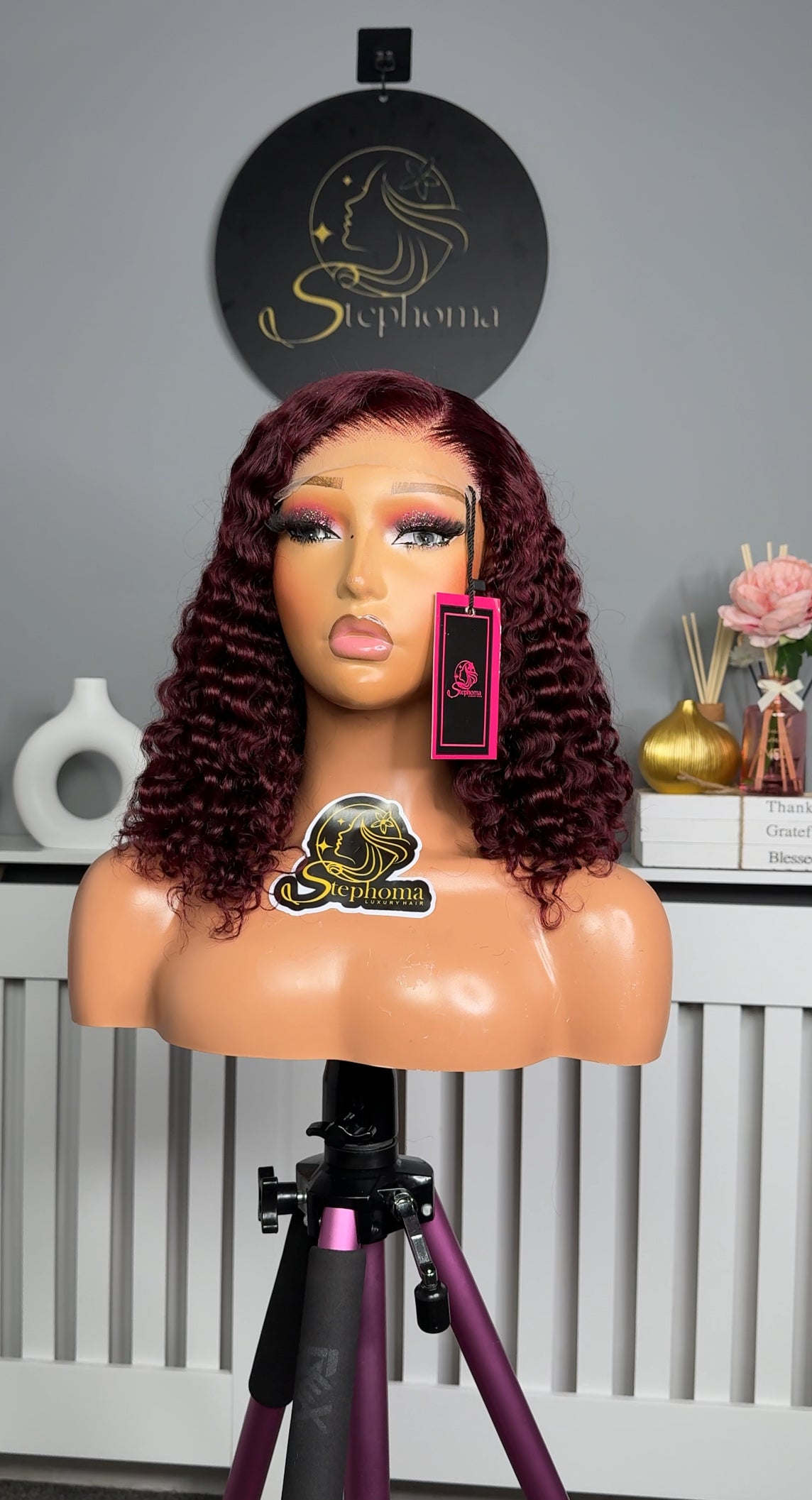 Elysian Curly with 5by5 Closure in Burgundy