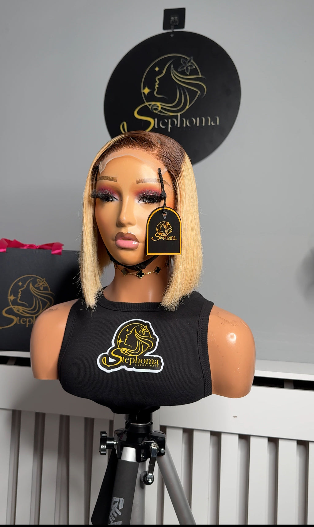 8” Chic Brown root Blonde Bob with 4by4 closure