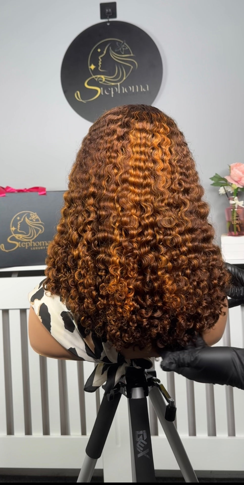 16” Elysian Curly with HD 5by5Lace Closure in Piano Colour
