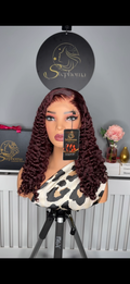 18” Iris Curly with 5by5 Closure in Burgundy