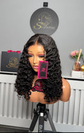 18” Elysian Curly Unit, paired with 5by5 closure
