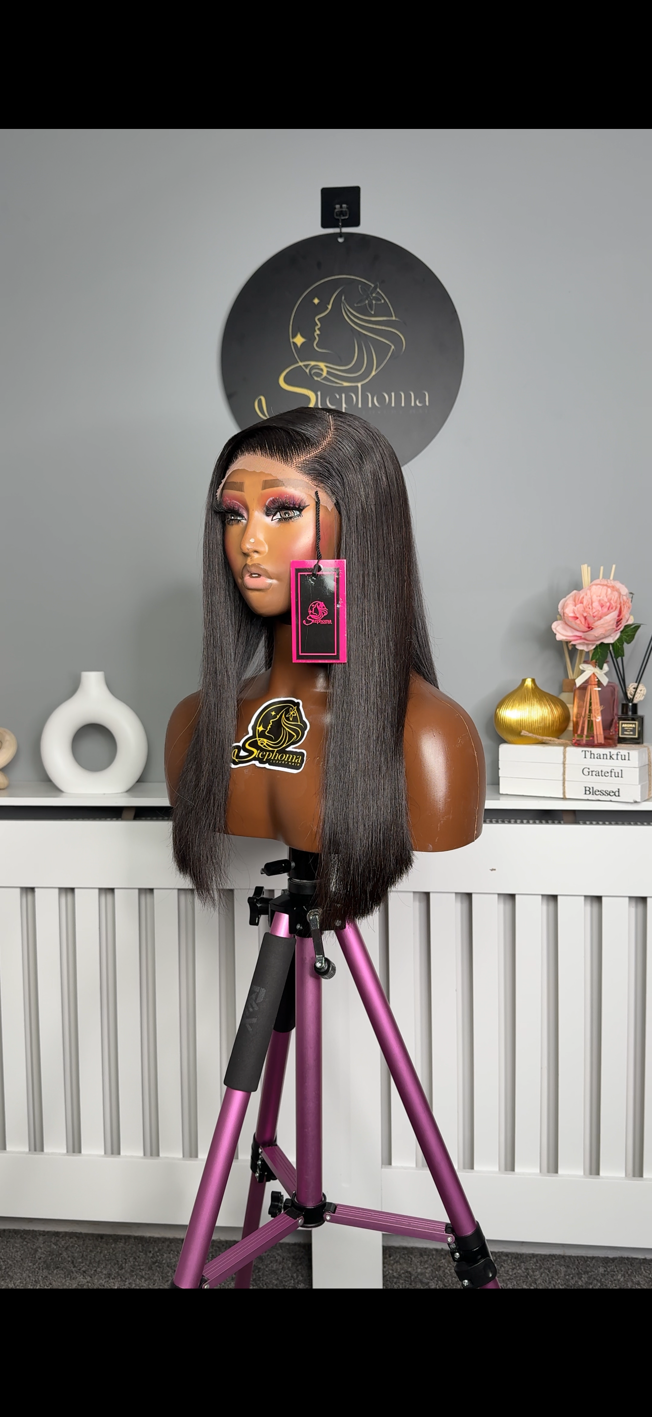 16” Luxe Donor Bone Straight with 5by5 Closure