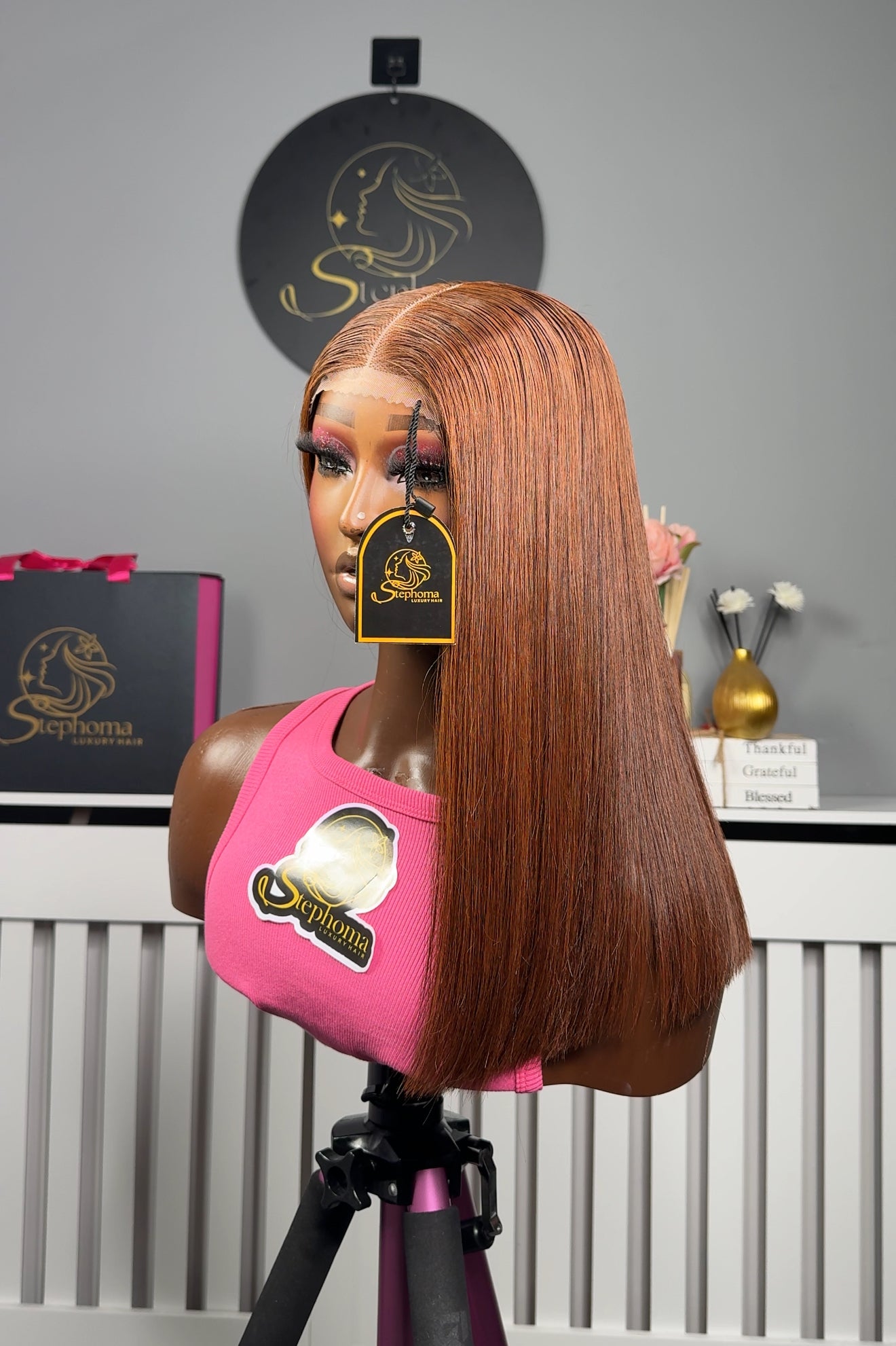 14”  Mocha Brown Luxe Donor Bone Straight with 2by6 Closure