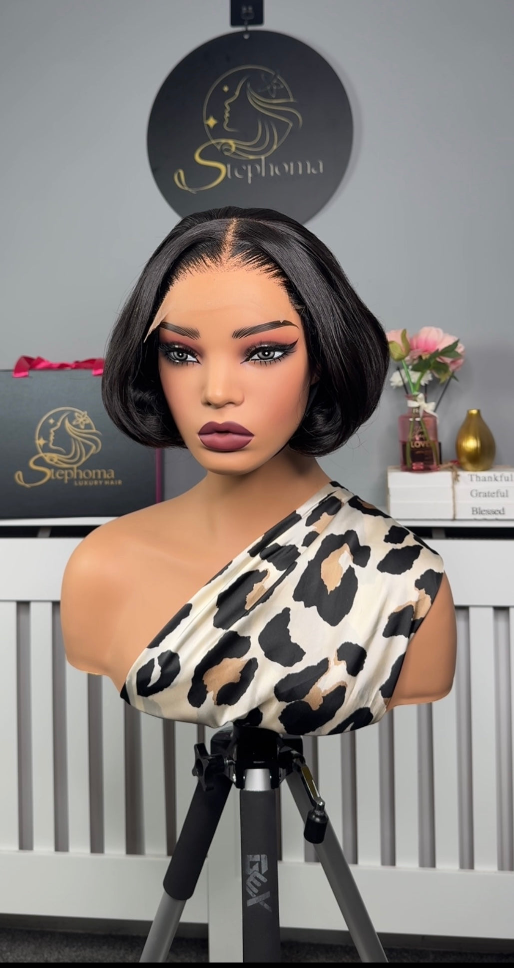 8” Bossy Bob wig with 6by4 Closure