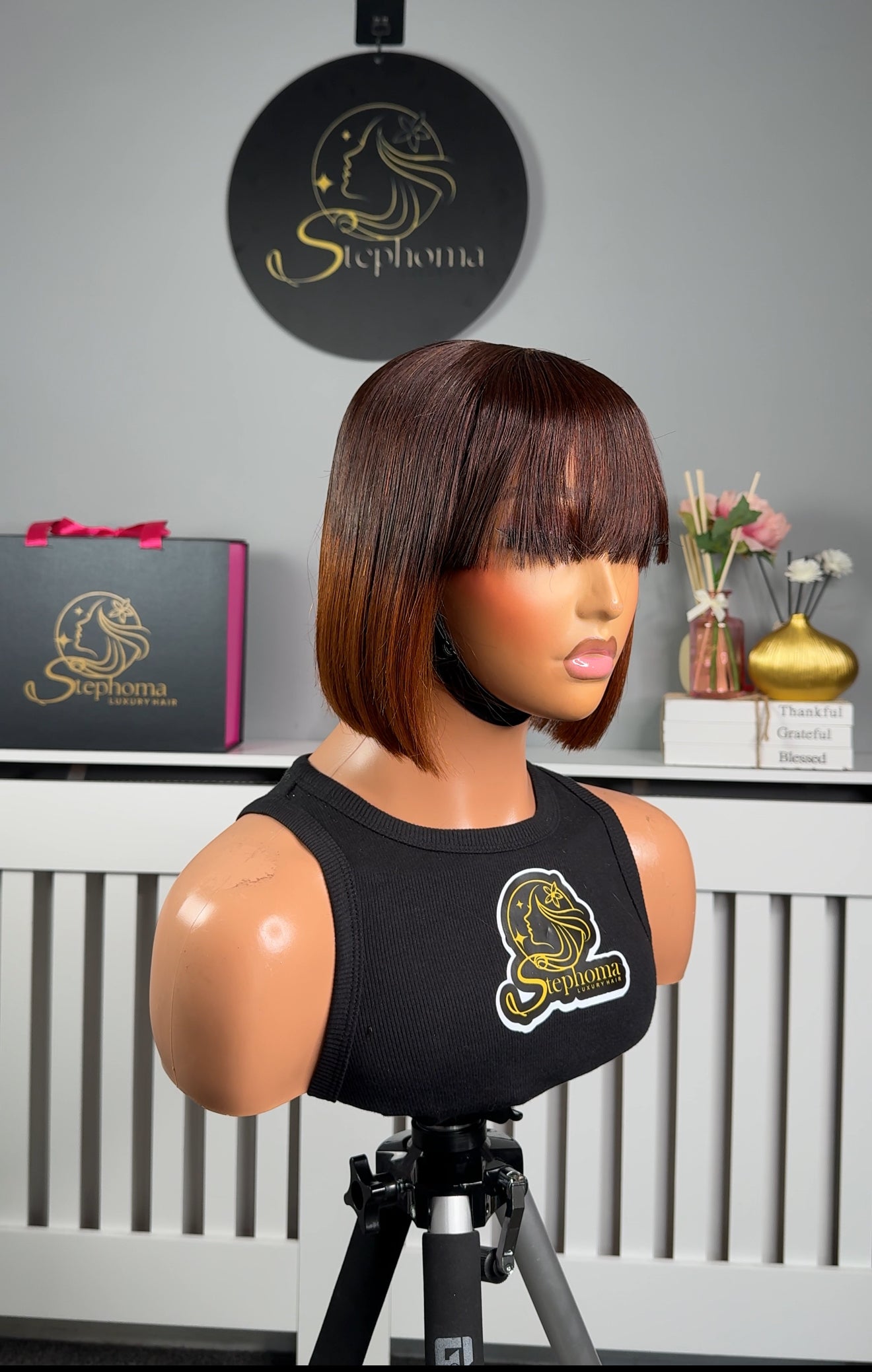 Ombré Luxury Bang Wig with 2by4 Pre-bleached lace closure