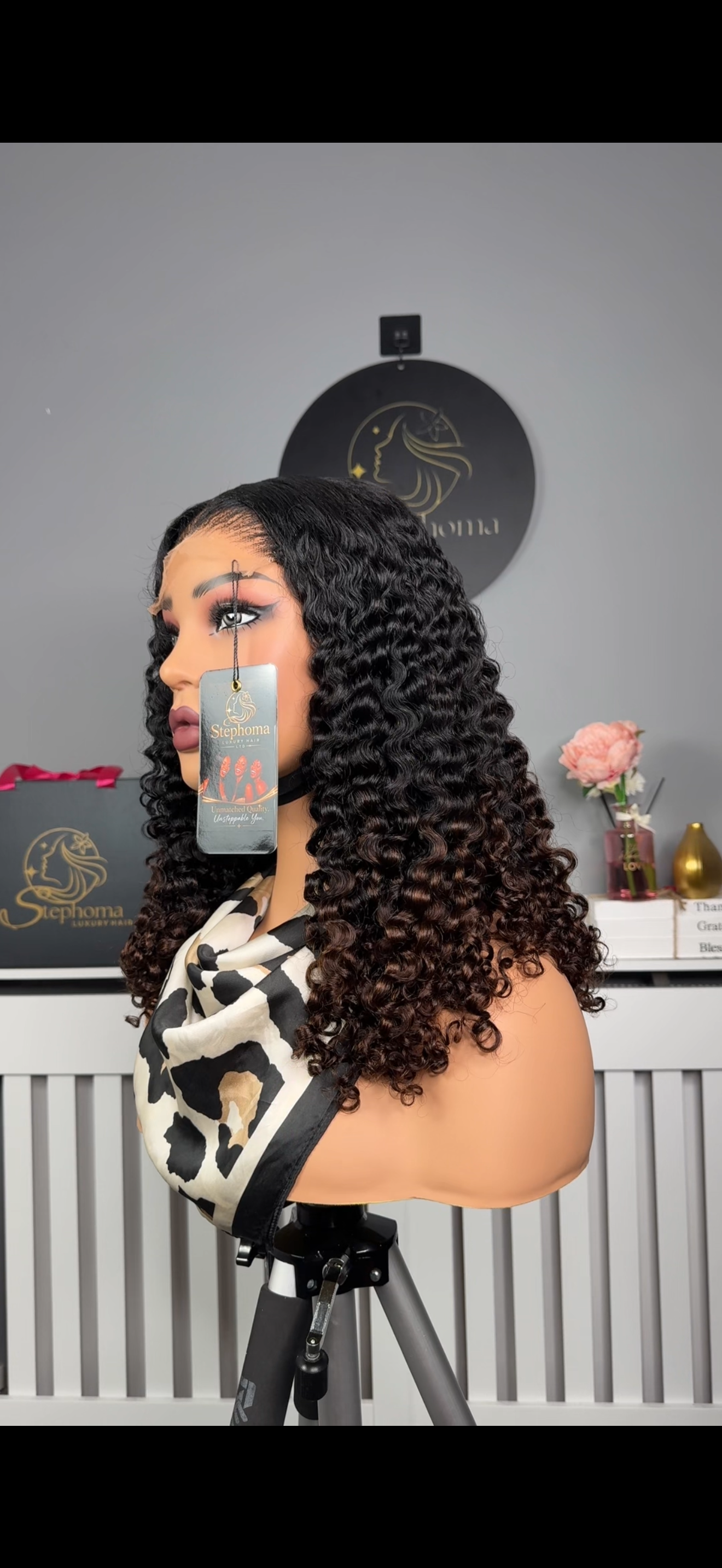 18” Dream Curly with Brown Tip. 5by5 Lace Closure