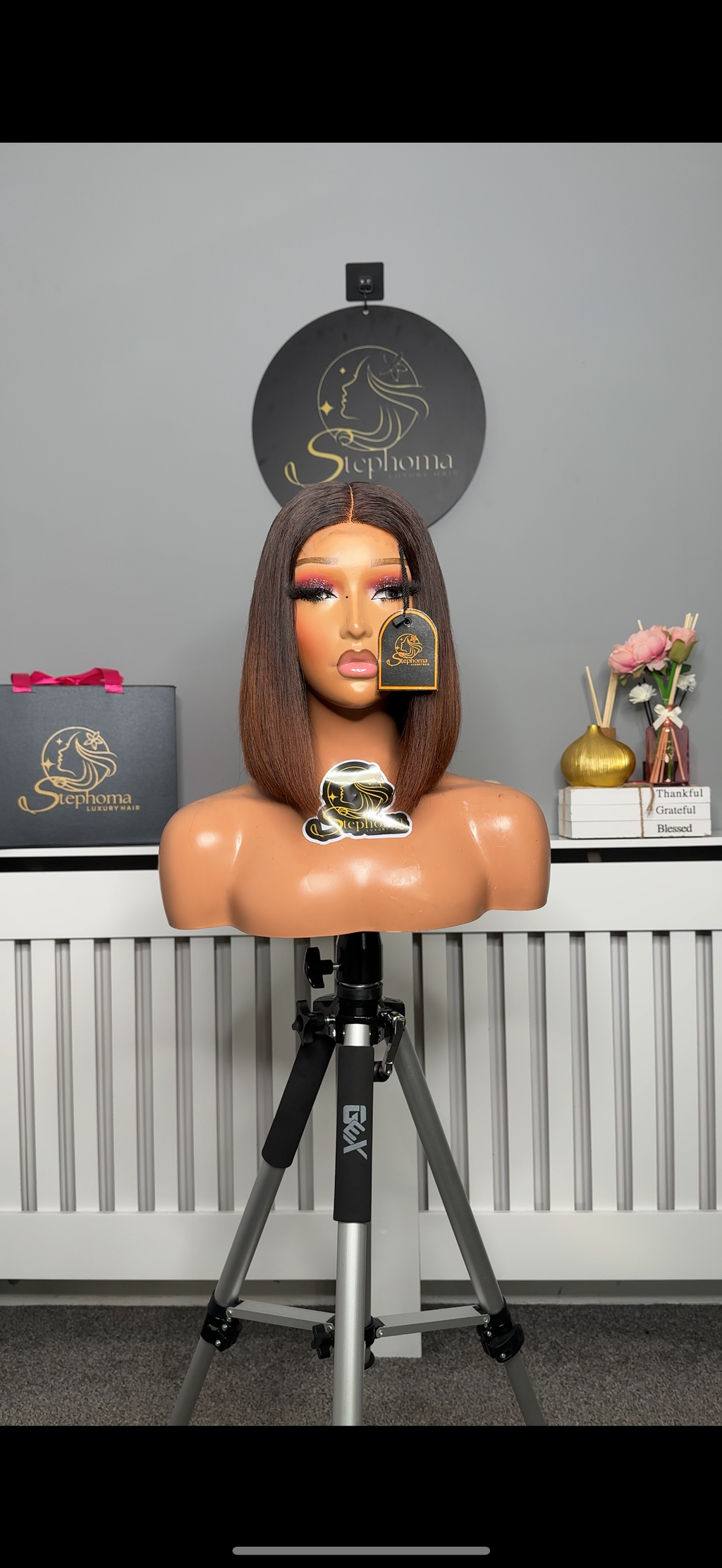 10” Luxe Donor Bone Straight with 2by6 Kim K closure in Brown Ombré/Tip