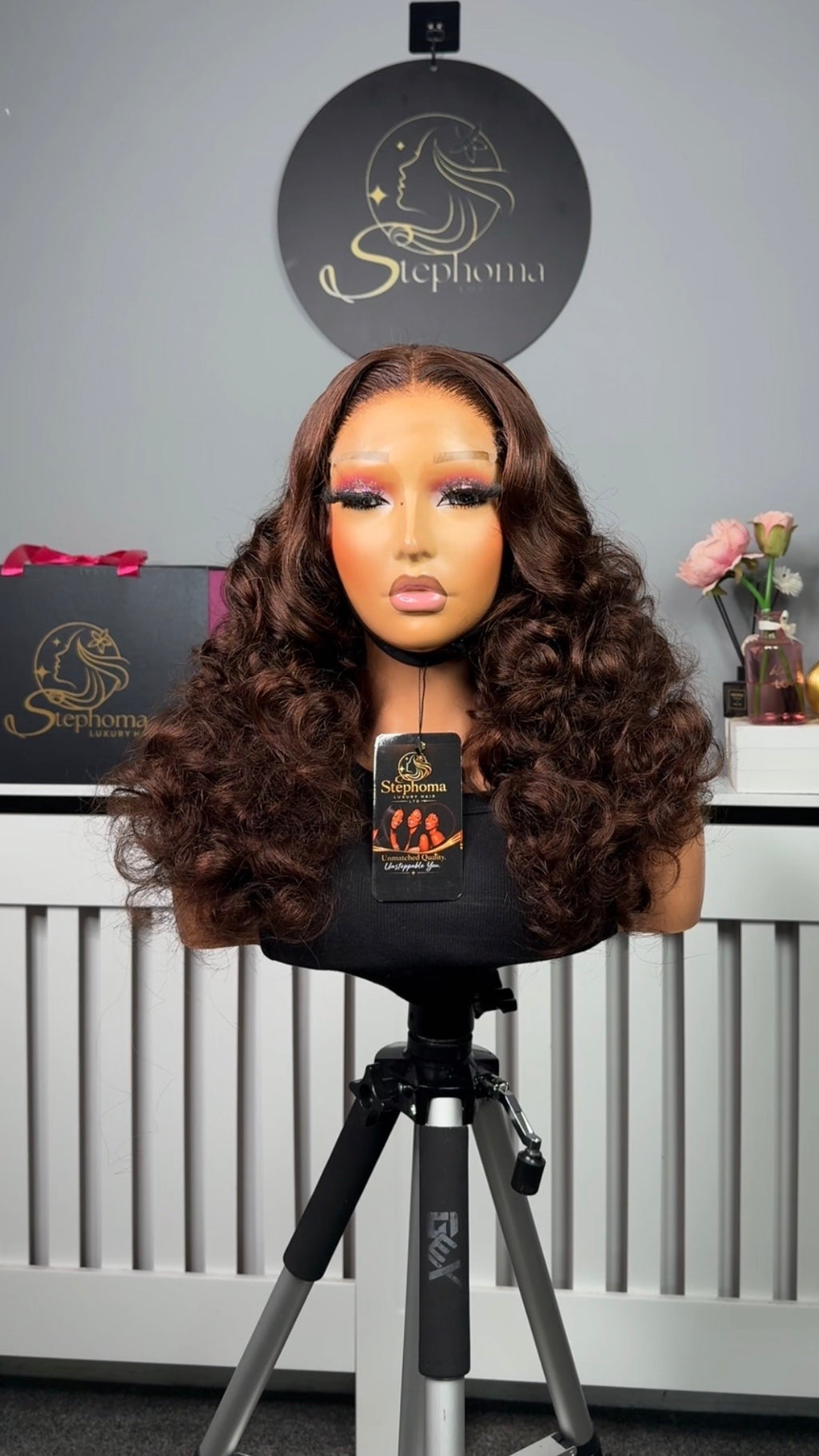 Rosie Wavy Bouncy with 5by5 Closure in Choco Brown
