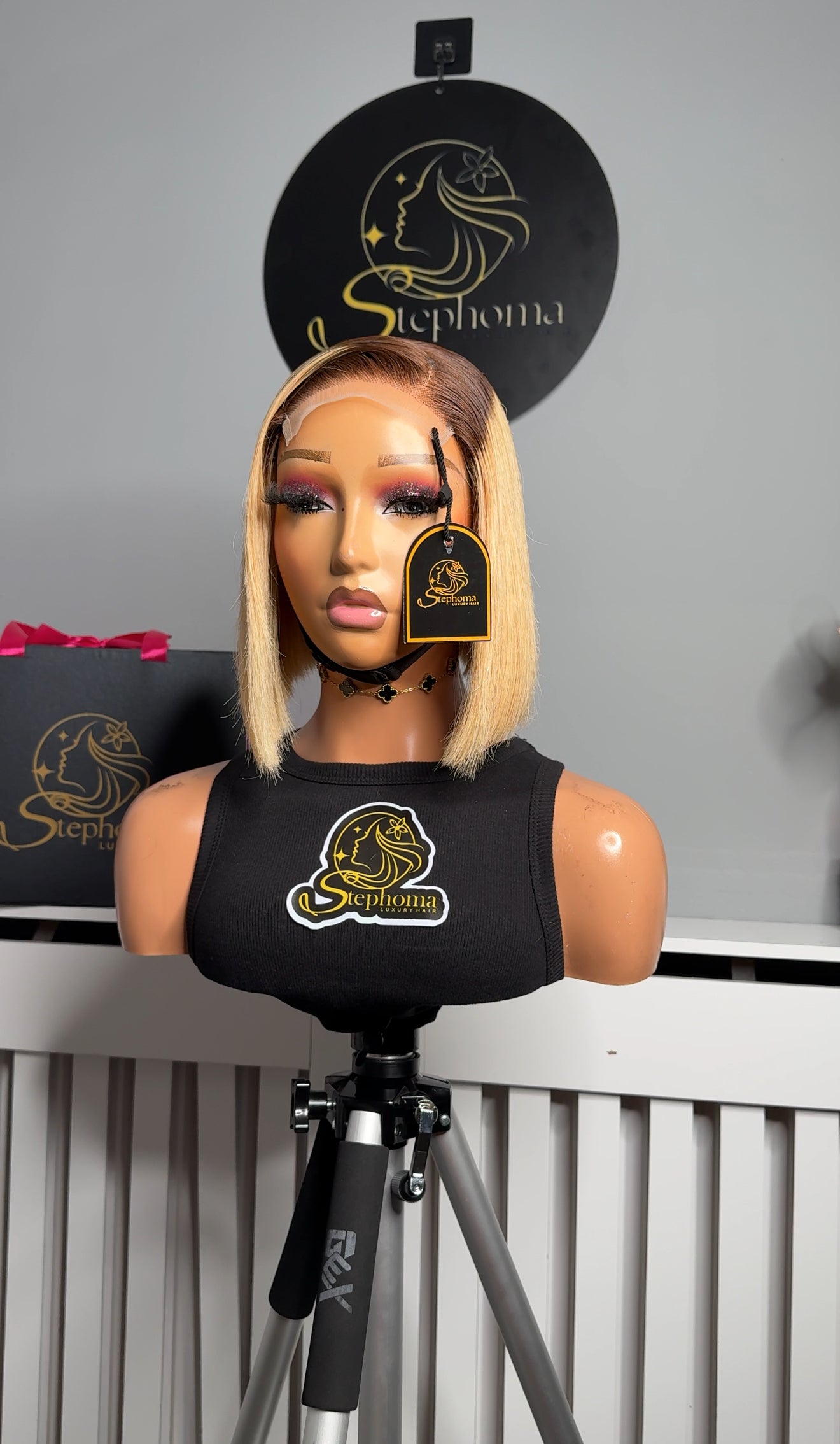 8” Chic Brown root Blonde Bob with 4by4 closure