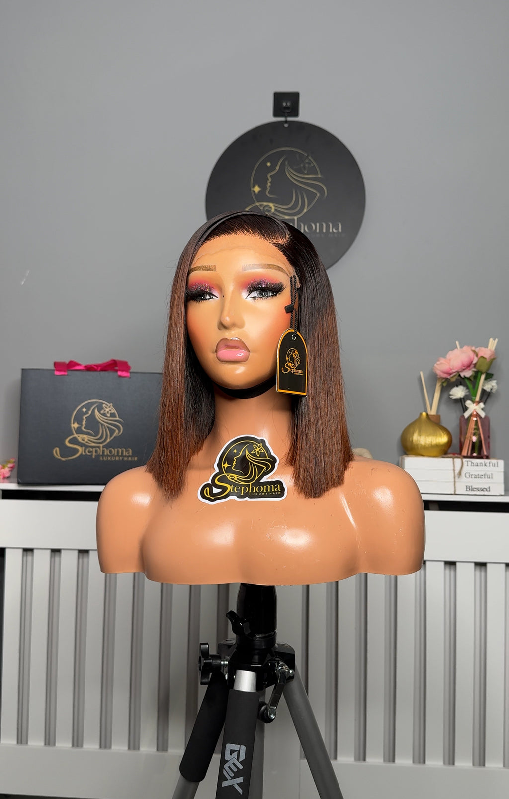 10” Luxe Donor bone straight in Brown Ombré/Tip paired with 5by5 Closure