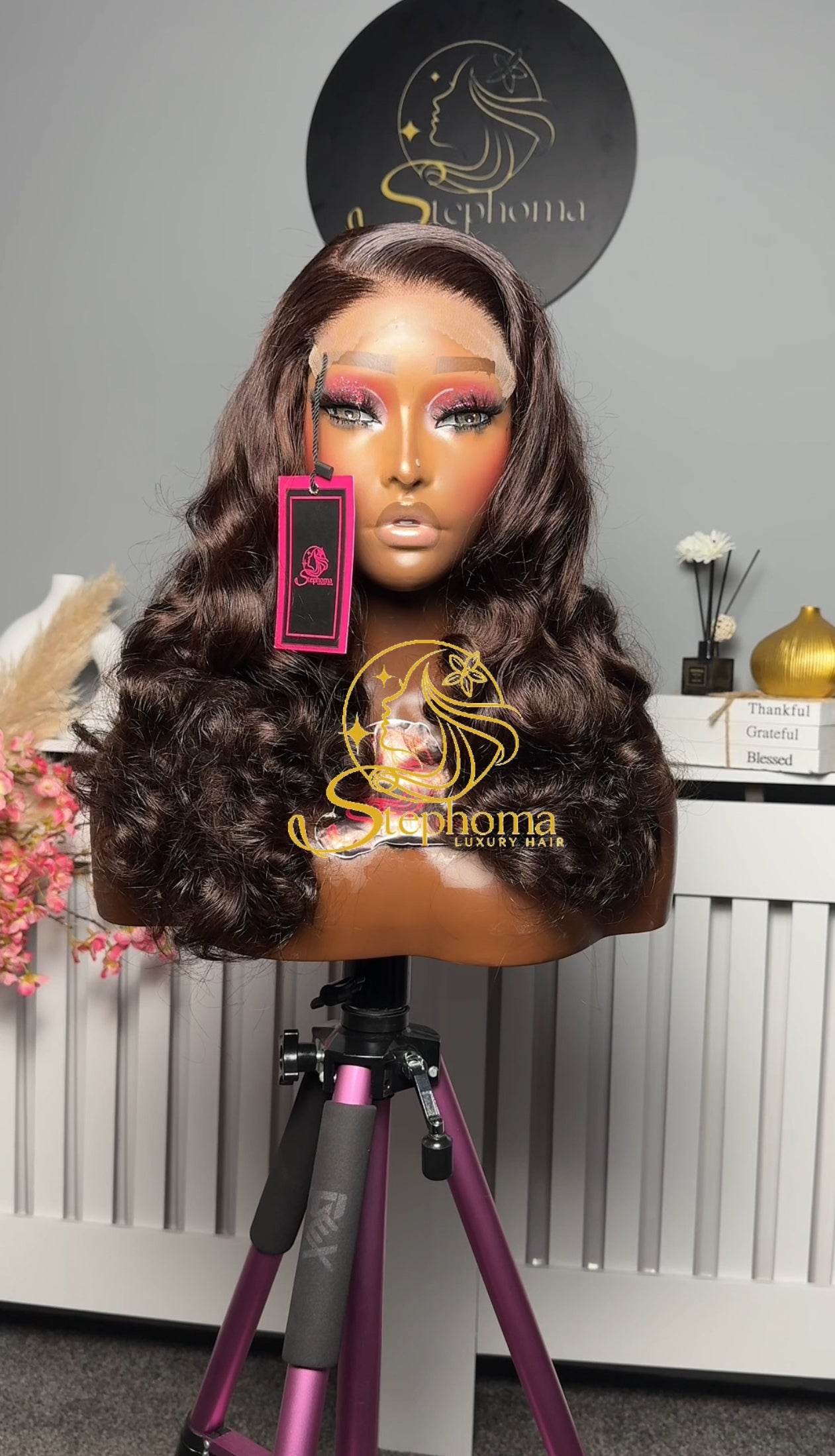 20INCHES CHOCOLATE BROWN LUXE BOUNCE WITH 5BY5 CLOSURE