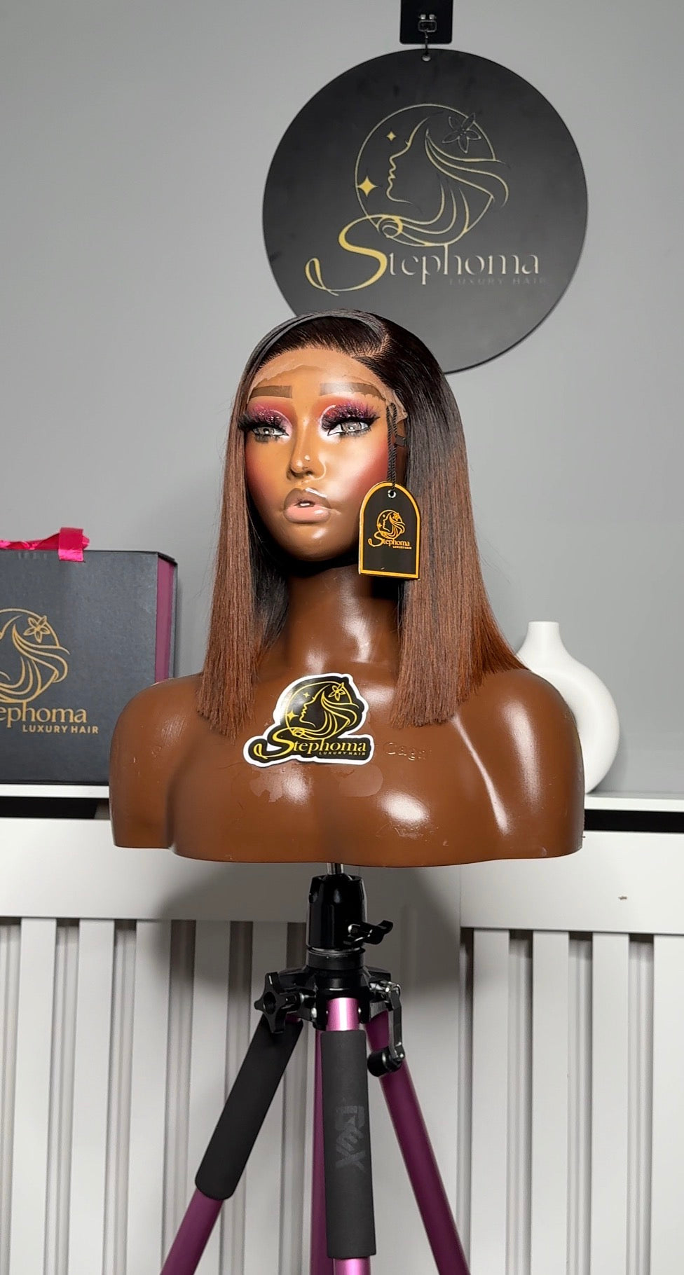 10” Luxe Donor bone straight in Brown Ombré/Tip paired with 5by5 Closure