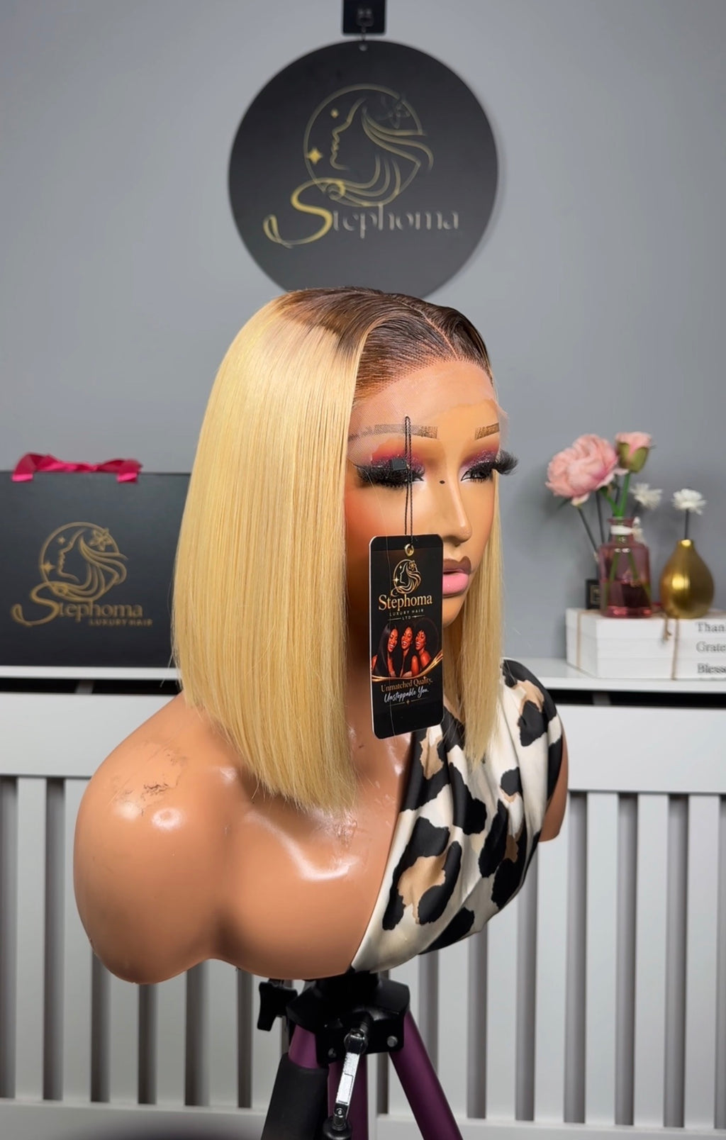 10” Raw Donor Blonde with Dark Roots paired with 5by5 Closure