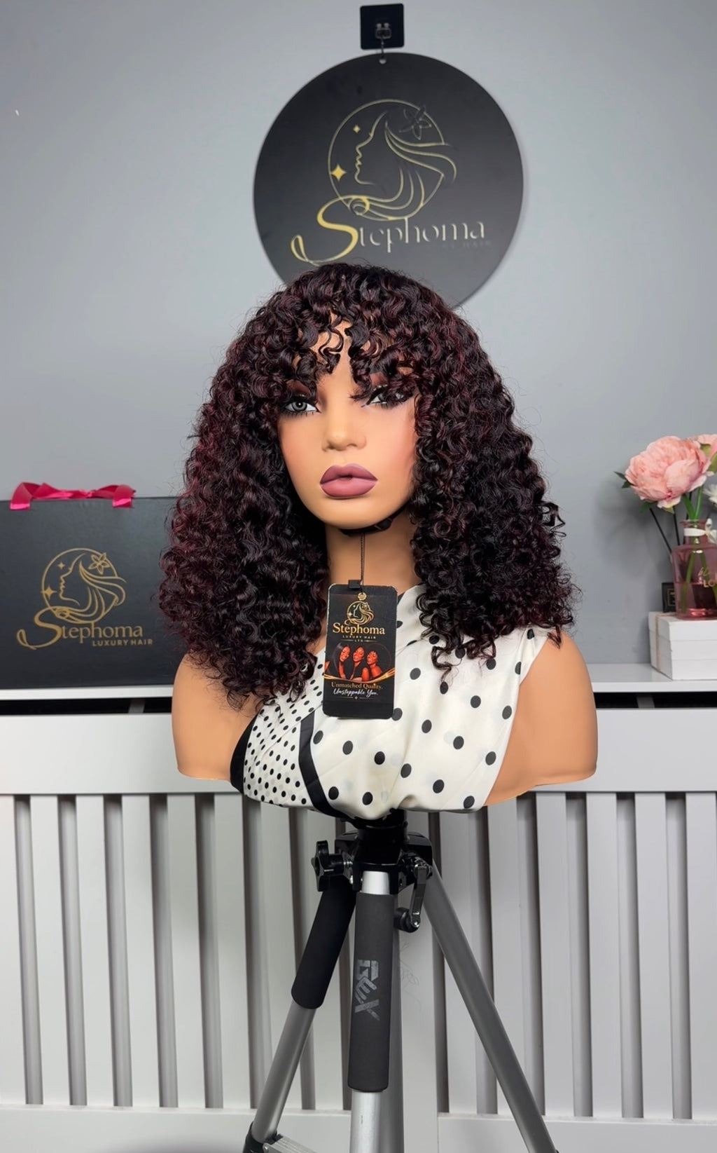 Ariella Fringe Wig in Wine Highlights