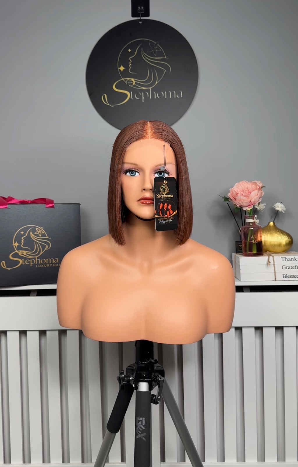8” Deluxe Donor Bone Straight paired with 2by6 Closure in Chestnut