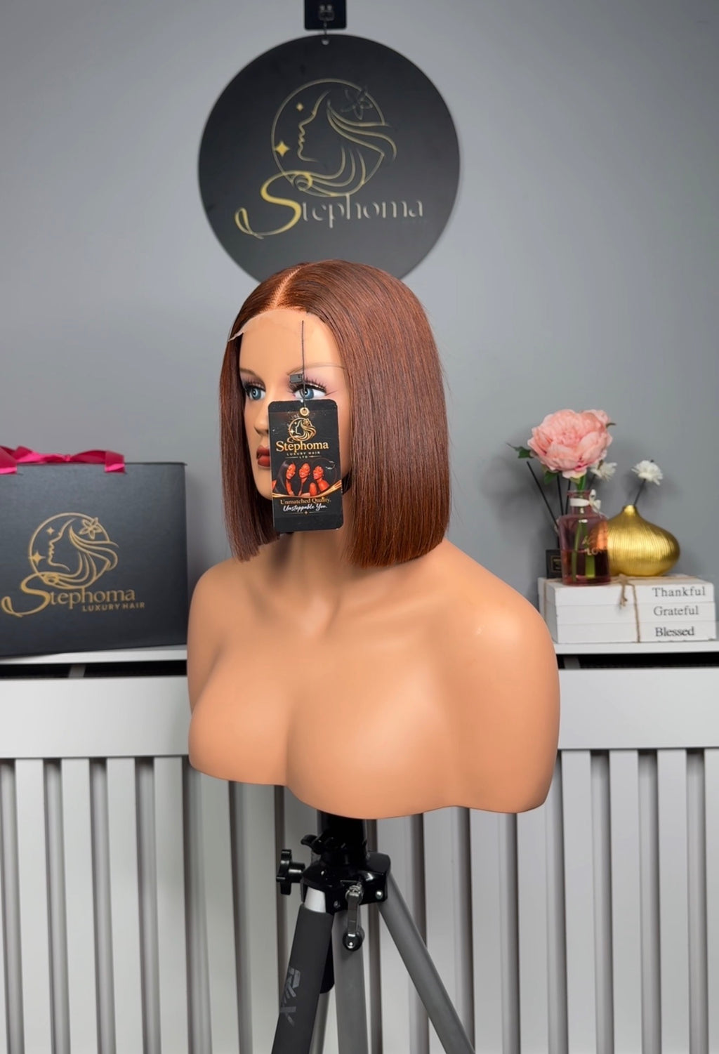 8” Deluxe Donor Bone Straight paired with 2by6 Closure in Chestnut