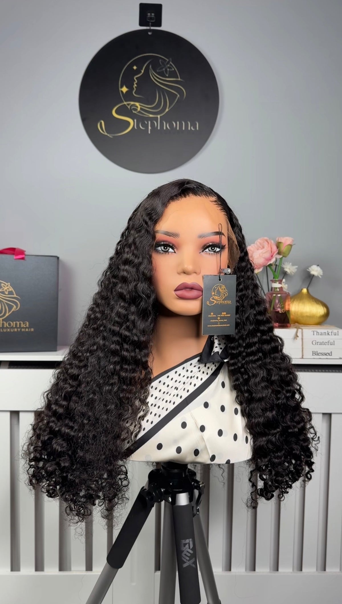 24” Iris Curls paired with 13by4 HD Frontal
