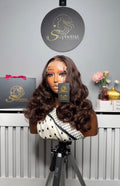 18” Dark Chocolate Brown Luxe Donor Wavy Bounce with 5by5 Closure