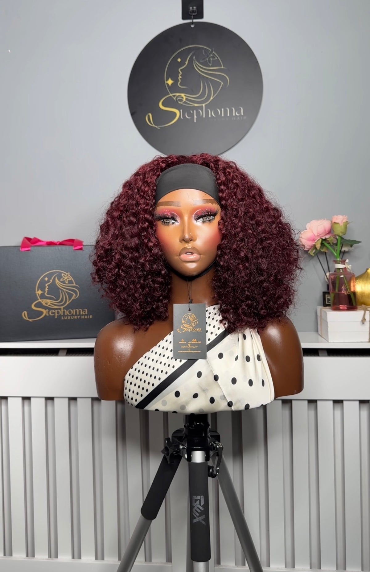 The Chic Headband Wig in Dark Burgundy