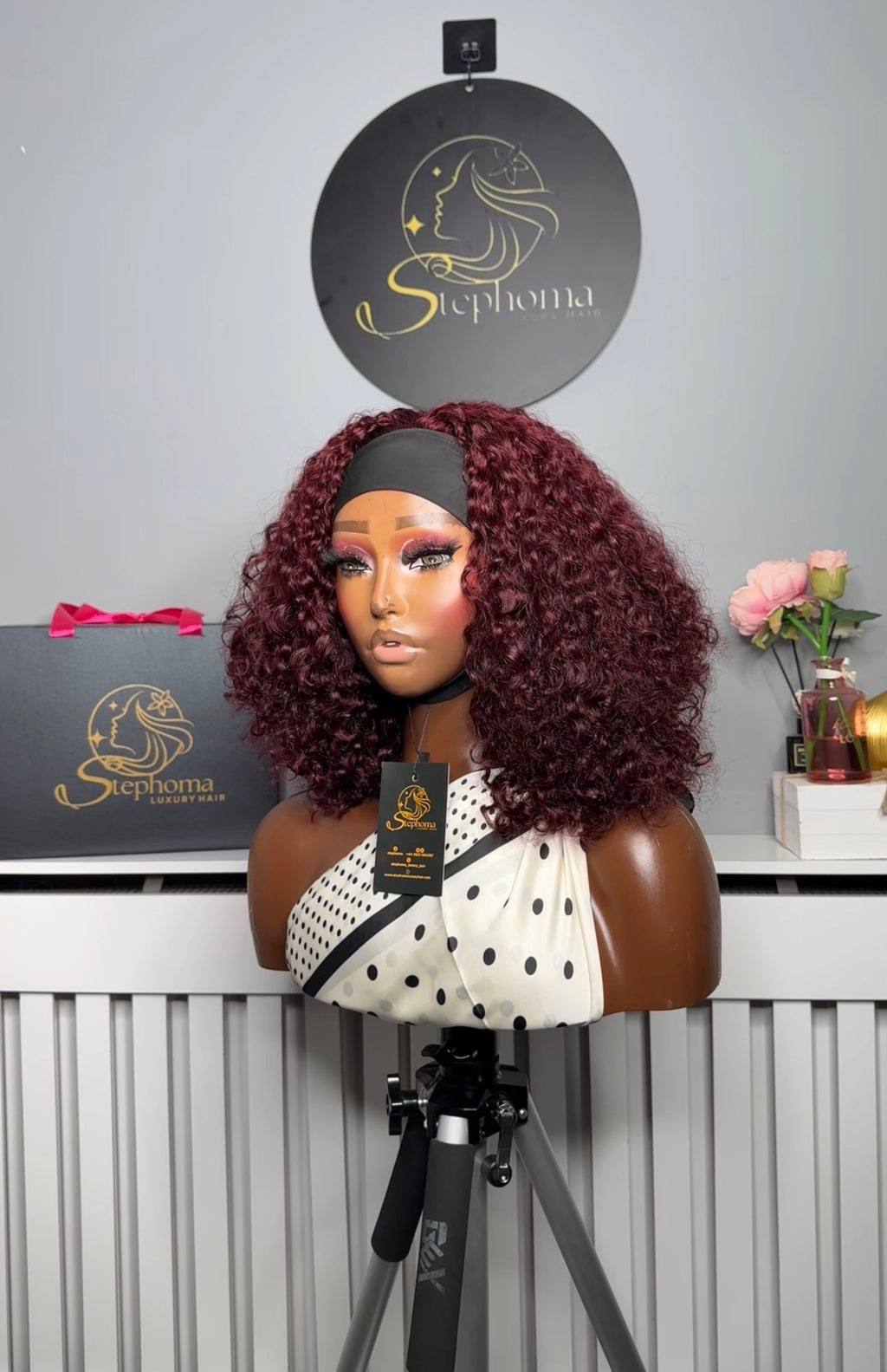 The Chic Headband Wig in Dark Burgundy