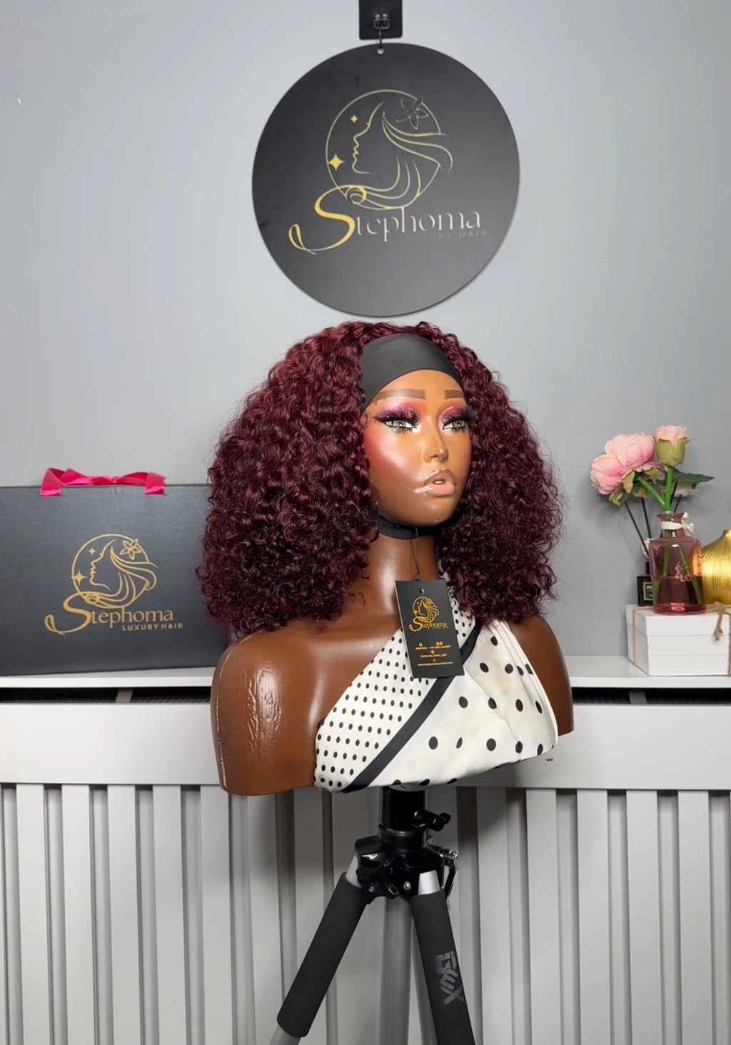 The Chic Headband Wig in Dark Burgundy